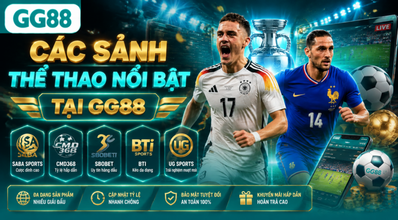 Các sảnh thể thao nổi bật tại GG88