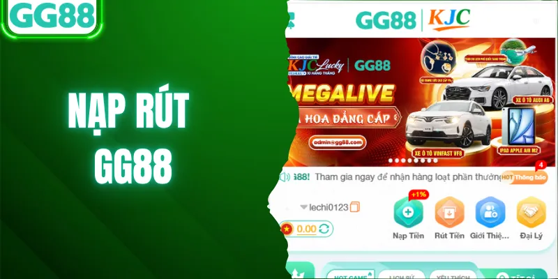 GG88 hỗ trợ quy trình nạp rút